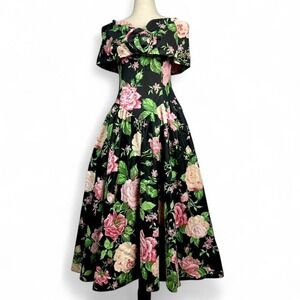 Vintage Expo Floral Swing Dress Size 4 Off The Shoulder Cottage Prairie